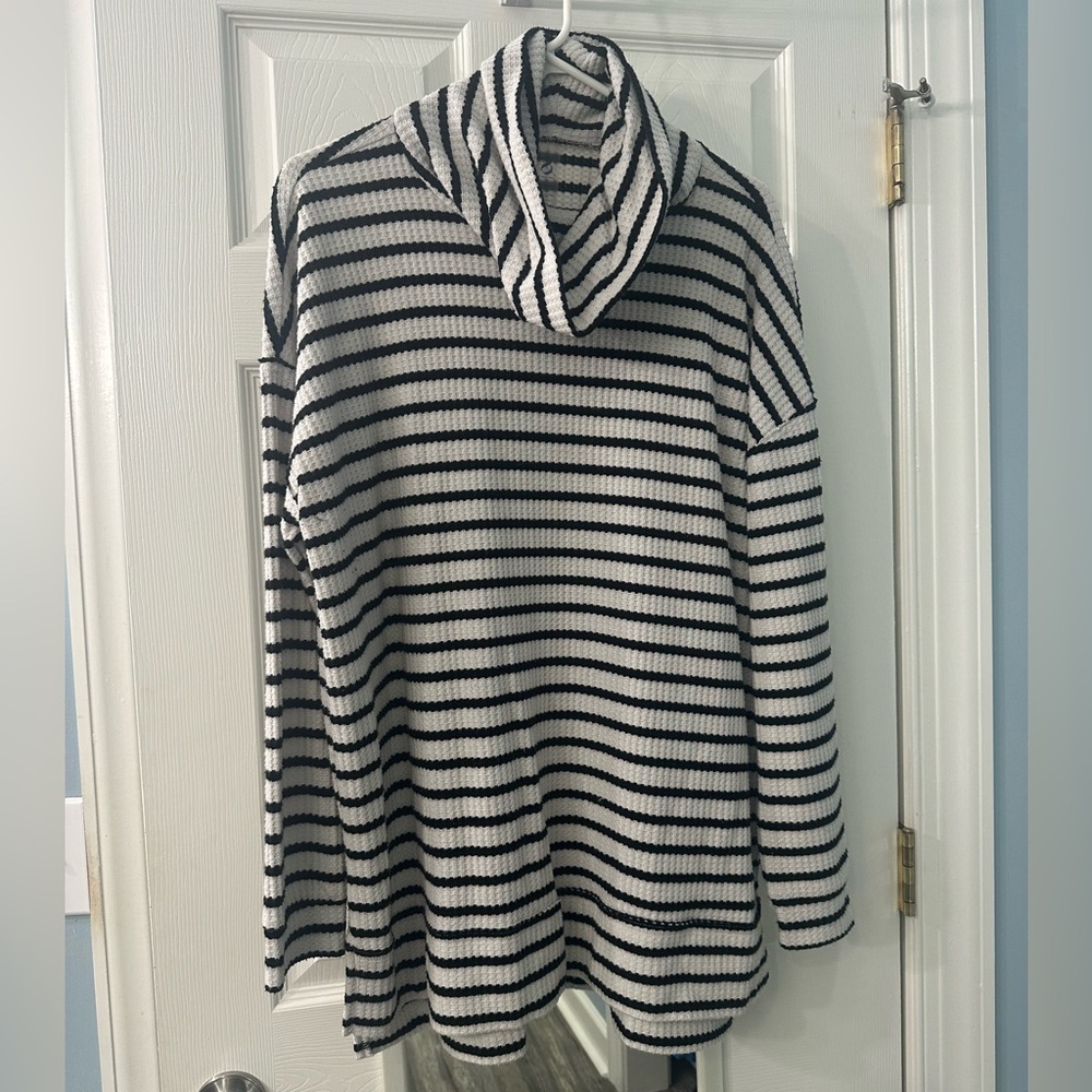 Lou and Grey Cowl Neck Striped Sweater size Large